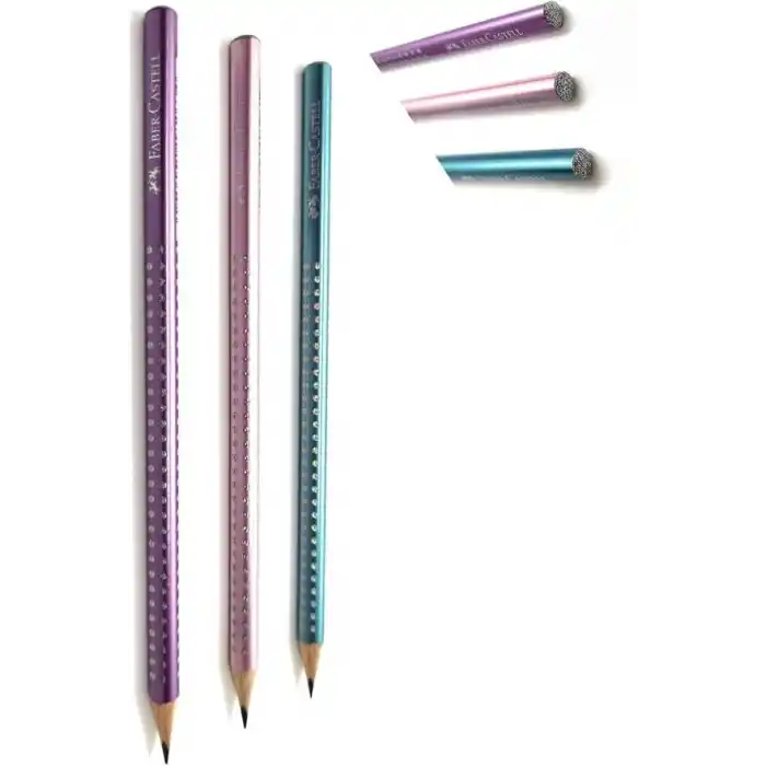 Faber-Castell Pırlanta Sparkle Kurşun Kalem Seti (3 Adet Kalem), Pastel Mat Renkler Seri