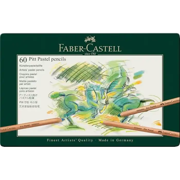 Faber-Castell Pitt Pastel Boya Kalemi, 60 Renk, Yüksek Pigment, Solmaya Dirençli, Fırça ve Parmakla Dağılabilir, Yuvarlak Gövde