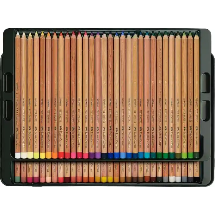 Faber-Castell Pitt Pastel Boya Kalemi, 60 Renk, Yüksek Pigment, Solmaya Dirençli, Fırça ve Parmakla Dağılabilir, Yuvarlak Gövde