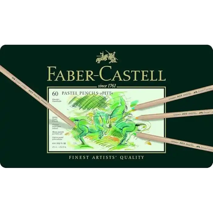 Faber-Castell Pitt Pastel Boya Kalemi, 60 Renk, Yüksek Pigment, Solmaya Dirençli, Fırça ve Parmakla Dağılabilir, Yuvarlak Gövde
