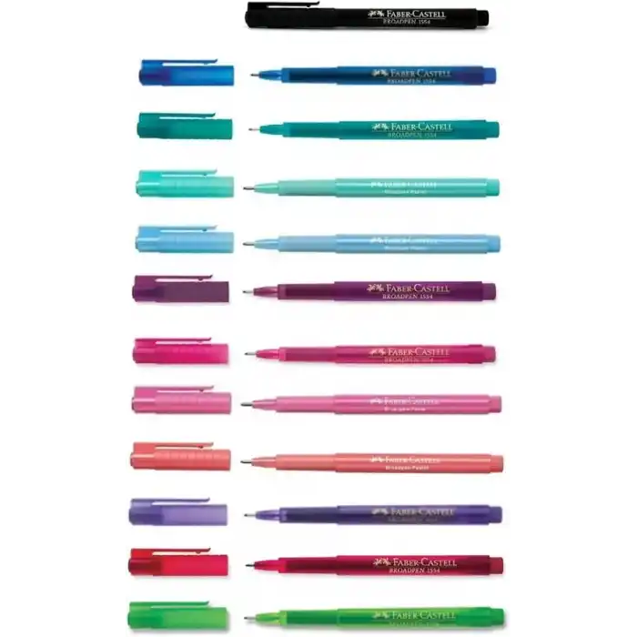 Faber-Castell Broadpen, 0.8mm Uç, Çok Renkli, 12 Adet Tükenmez Kalem Seti