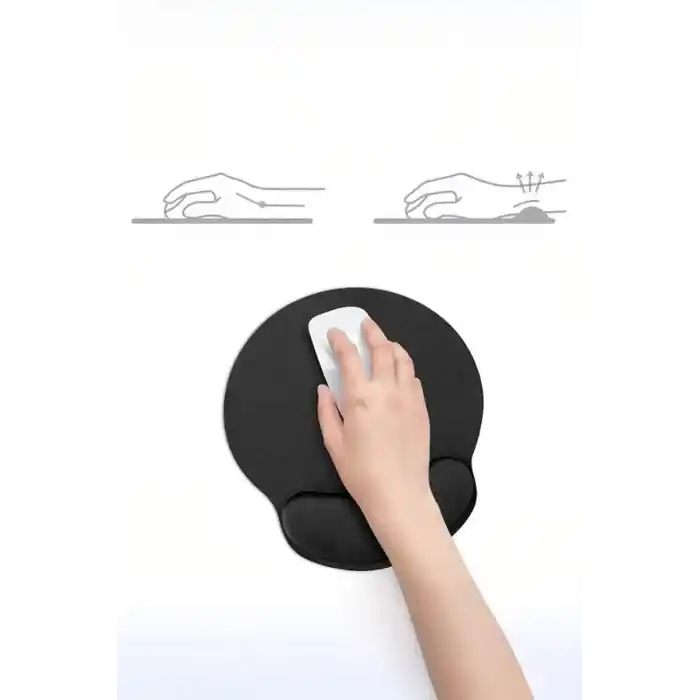 ComfiPad Bilek Destekli Konfor Kaymaz Ergonomik Mouse Pad Siyah Siyah