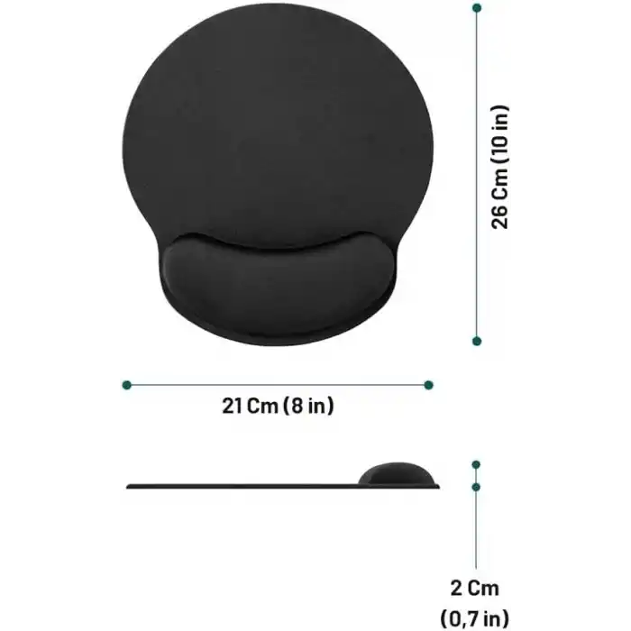 ComfiPad Bilek Destekli Konfor Kaymaz Ergonomik Mouse Pad Siyah Siyah
