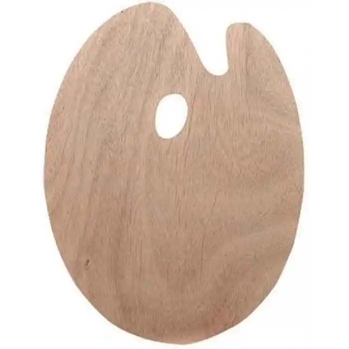 Ahşap Oval Palet Naturel 30x40 cm 1 Adet Büyük Boy Ahşap Boya Paleti Resim Boyama Tepsisi Akrilik Guaj Karıştırıcı