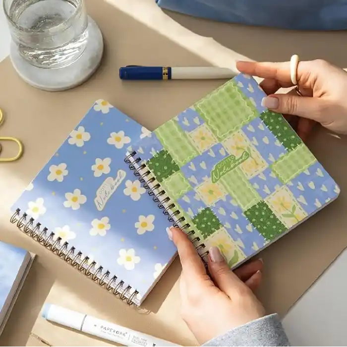 15x16 Spiralli Karton Kapak 2li Noktalı Not Defter Seti - Patchwork