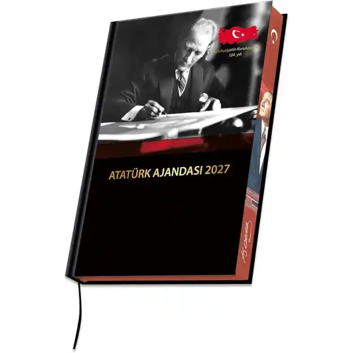 2027 Atatürk Ajanda Yıllık Atatürk Ajandası Kenar Boyalı 17x24 cm