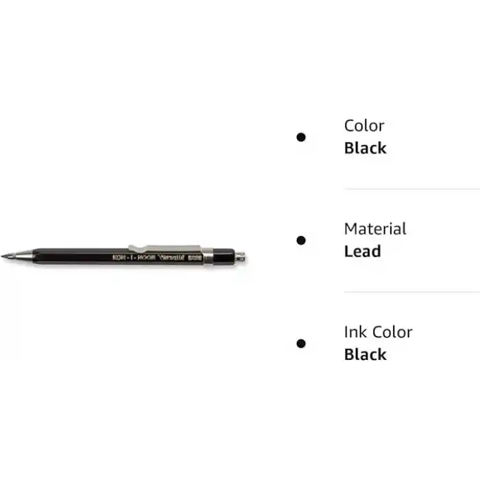 Koh-I-Noor versatil kalem, 2 mm çap, kısa, siyah, –,