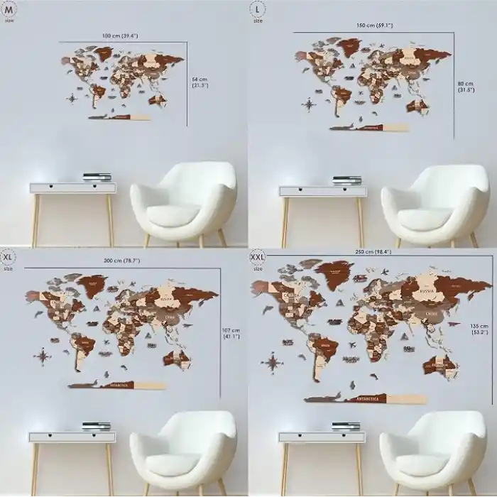 Colorfull Worlds, Çok Katmanlı 3D Ahşap Dünya Haritası, Seyahat Haritası Devletleri ve Başkentleri, Yeni Ev İçin Duvar Dekoru, Gezginler İçin Hediye, Ofis Dekoru, Doğum Günü Hediyesi, Oturma Odası