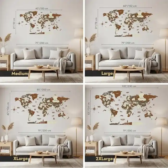 Colorfull Worlds, Çok Katmanlı 3D Ahşap Dünya Haritası, Seyahat Haritası Devletleri ve Başkentleri, Yeni Ev İçin Duvar Dekoru, Gezginler İçin Hediye, Ofis Dekoru, Doğum Günü Hediyesi, Oturma Odası