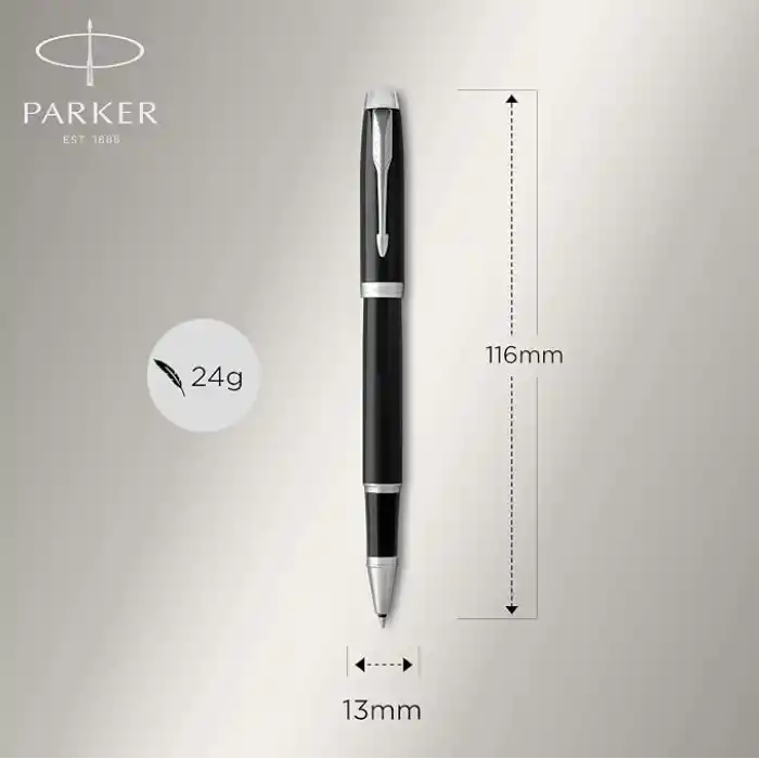 PARKER Im Lake Siyah Krom Tasarımlı Roller Kalem, İnce Uç, Siyah Mürekkep (1931658)
