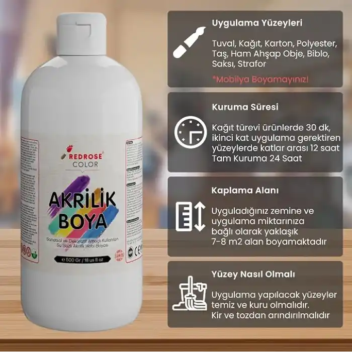 Beyaz Akrilik Boya 500gr