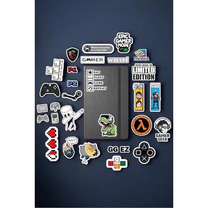 Gamer Gaming Oyuncu Sticker Paketi/Bullet Journal Defter Çıkartma Ajanda Laptop Etiket, 986746153465416