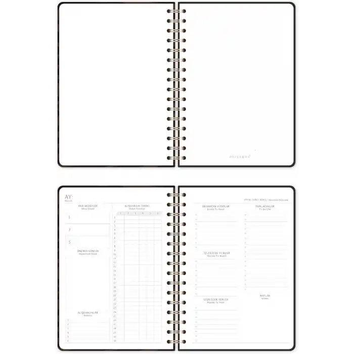 PAPERORA Spiralli Süresiz Planlayıcı Ajanda Kahverengi Zebra- 15x21
