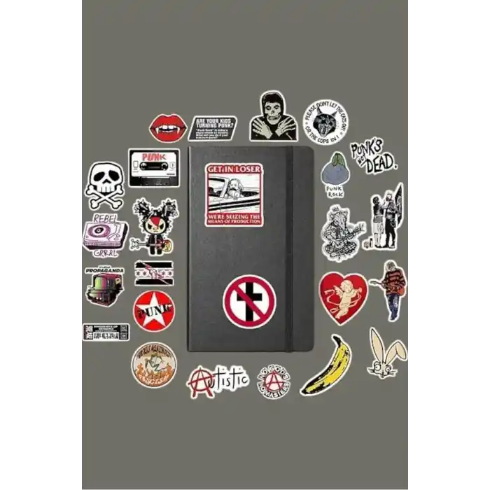 Punk Rock Metal Sticker Paketi/Bullet Journal Defter Çıkartma Ajanda Laptop Etiket, 568476168798466