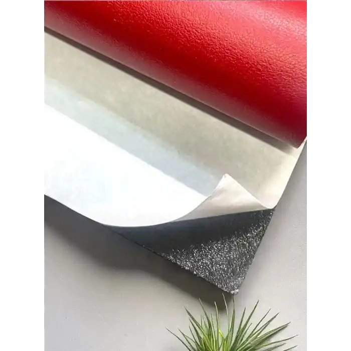 Varan Tekstil Yapışkanlı Kırmızı Suni Deri 100 * 140 Cm