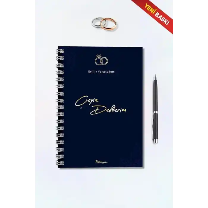 Çeyiz Defteri, Düğün Planlayıcı, Çeyiz Listesi, Çeyiz, Söz, Nişan, Kına, Balayı, Spiralli, 40 Sayfa, Lacivert