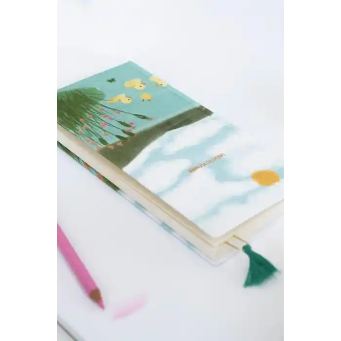 Matt Notebook 9x18 cm Keten Süresiz Haftalık Planlayıcı Kareli Cep Ajandası Manzara