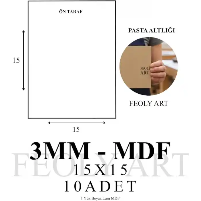 3 mm 15x15 MDF Plaka (10 ADET) - Hobi, Maket, Ahşap El Sanatları İçin Uygun (10`lu Paket)
