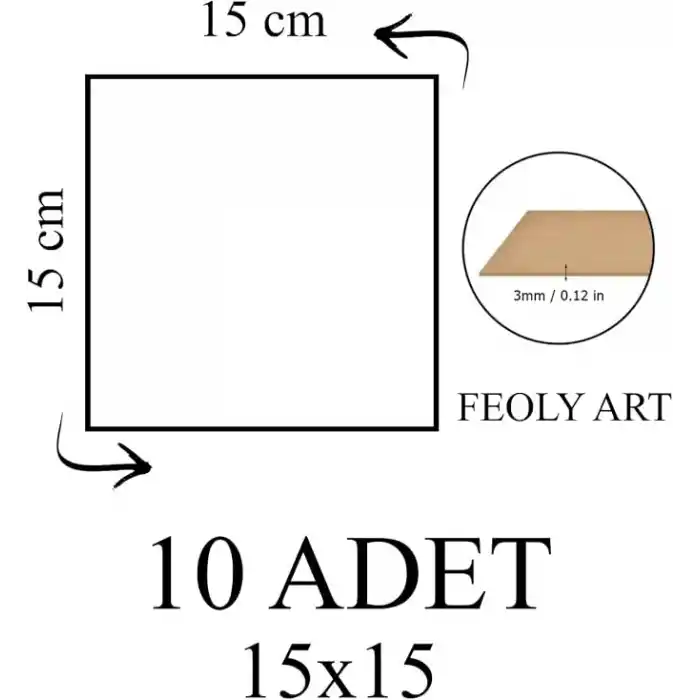 3 mm 15x15 MDF Plaka (10 ADET) - Hobi, Maket, Ahşap El Sanatları İçin Uygun (10`lu Paket)