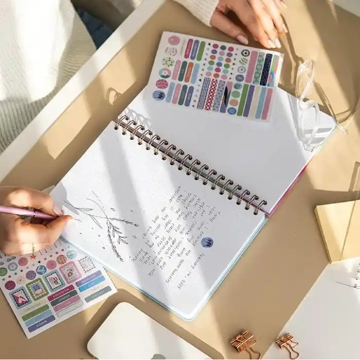 17x24 Spiralli Lastikli Sert Kapak Noktalı Not Defteri - Dağ