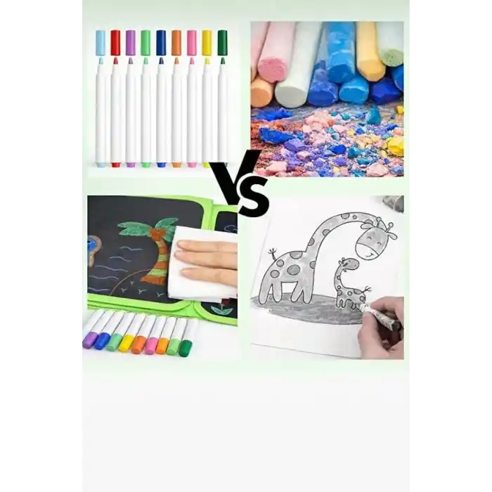 Silinebilir Doodle Çizim Defteri, Dinozor Temalı, 6 Sayfa, 6 Kalem ve 2 Silme Bezi Dahil, Taşınabilir