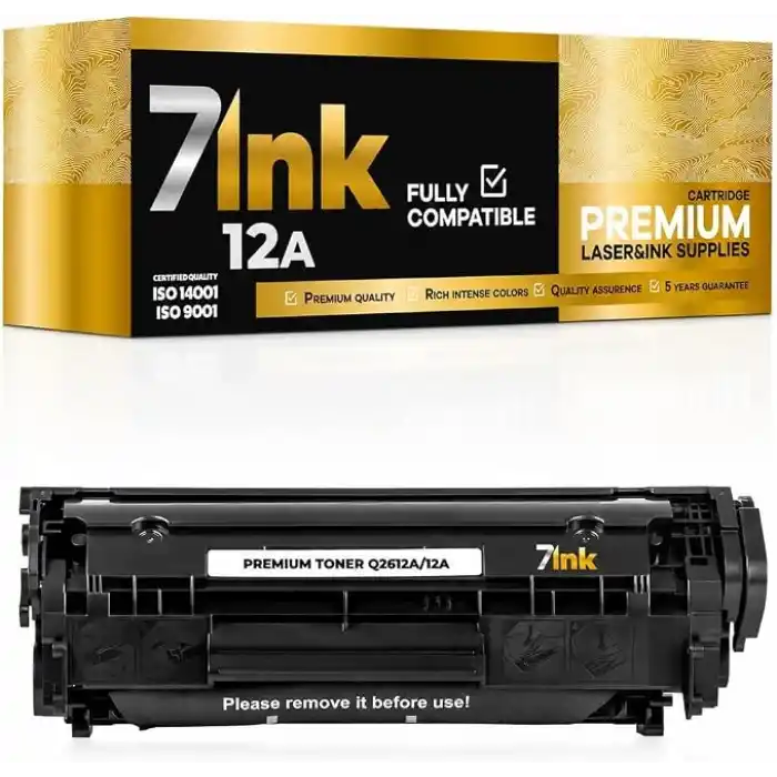 HP Q2612A için 7INK Toner, HP Laserjet 1010 1012 1015 1018 1020 1022 1022N 1022NW 3015 3020 3030 3050 3052 3055 M1 005 m için 12A. 1319F MFP (Siyah)