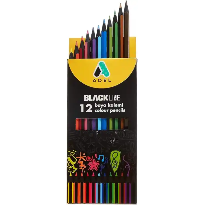 Adel Blackline Boya Kalemi 12 Renk, Tam Boy