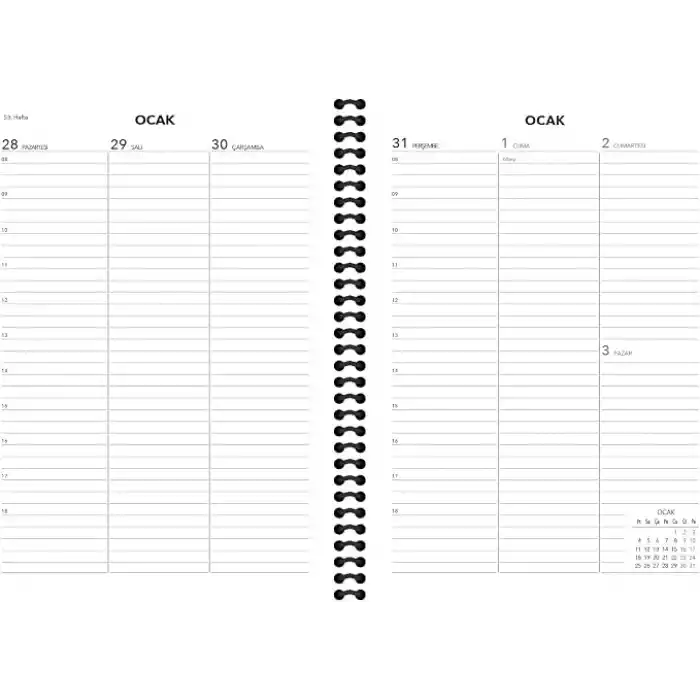 Keskin 2027-17 * 24 Spiralli Haftalık Ajanda - Siyah