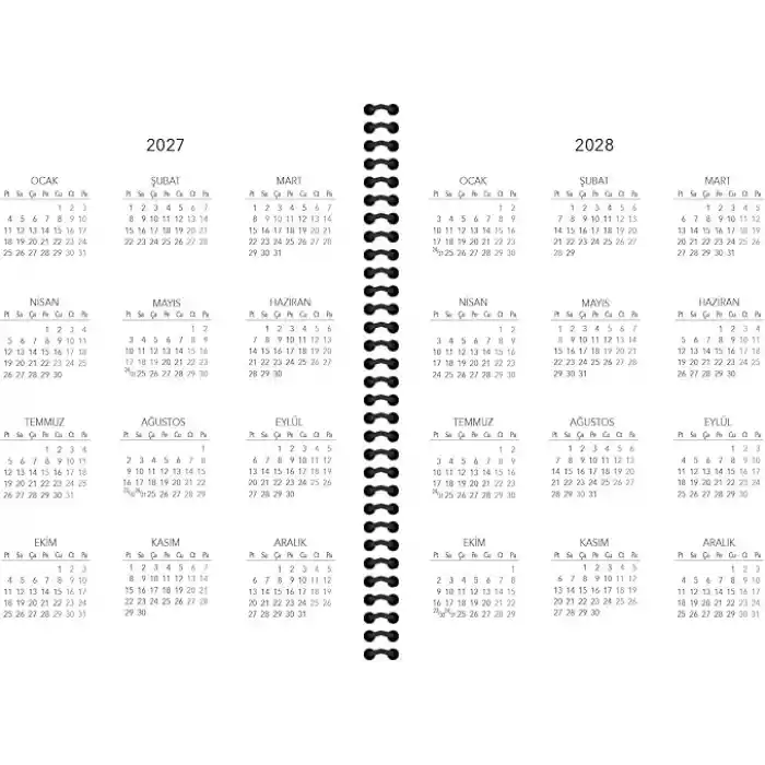 Keskin 2027-17 * 24 Spiralli Haftalık Ajanda - Siyah
