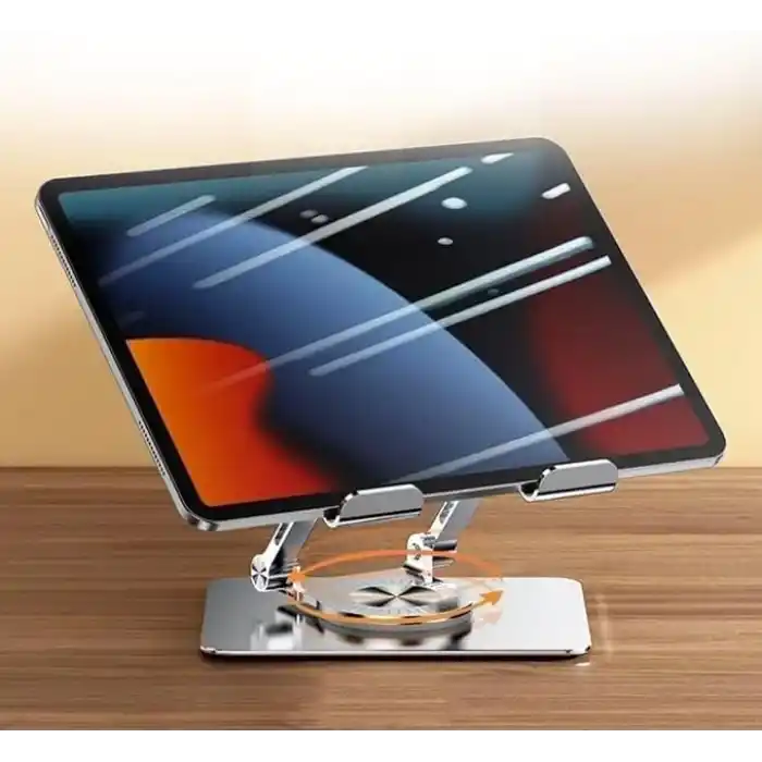 360 Derece Dönebilir Laptop ve Tablet Standı – Paslanmaz Çelik, Ayarlanabilir Yükseklik, Katlanabilir Masaüstü Bilgisayar Standı, iPad ve MacBook Uyumlu Ergonomik Raf-Dizüstü Pc (Tablet Standı)