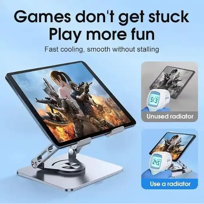 360 Derece Dönebilir Laptop ve Tablet Standı – Paslanmaz Çelik, Ayarlanabilir Yükseklik, Katlanabilir Masaüstü Bilgisayar Standı, iPad ve MacBook Uyumlu Ergonomik Raf-Dizüstü Pc (Tablet Standı)
