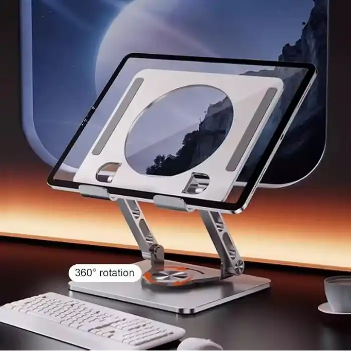 360 Derece Dönebilir Laptop ve Tablet Standı – Paslanmaz Çelik, Ayarlanabilir Yükseklik, Katlanabilir Masaüstü Bilgisayar Standı, iPad ve MacBook Uyumlu Ergonomik Raf-Dizüstü Pc (Tablet Standı)