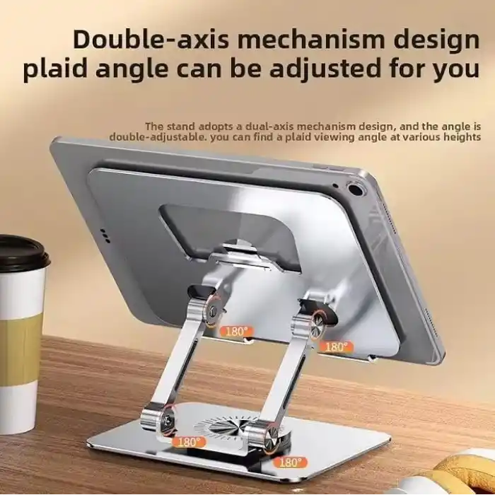 360 Derece Dönebilir Laptop ve Tablet Standı – Paslanmaz Çelik, Ayarlanabilir Yükseklik, Katlanabilir Masaüstü Bilgisayar Standı, iPad ve MacBook Uyumlu Ergonomik Raf-Dizüstü Pc (Tablet Standı)