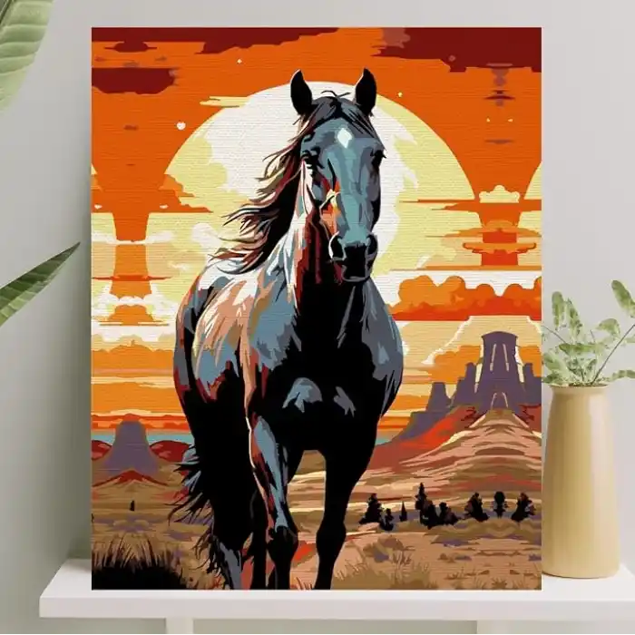 Palmiye Hobi Sanat Sayılarla Boyama Tuval Seti Fırça Boya Dahil (Çıtalı) 40x50 CM - Siyah İnci