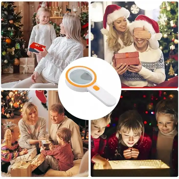 Nazano 12 LED Işıklı Büyüteç, 30X Çift Cam Lens Elde Taşınabilir Aydınlatmalı Büyüteç Okuma Büyüteç, Yaşlılar için Oku, Madeni Paralar, Pullar, Harita, Muayene, Makula Dejenerasyonu (Turuncu)