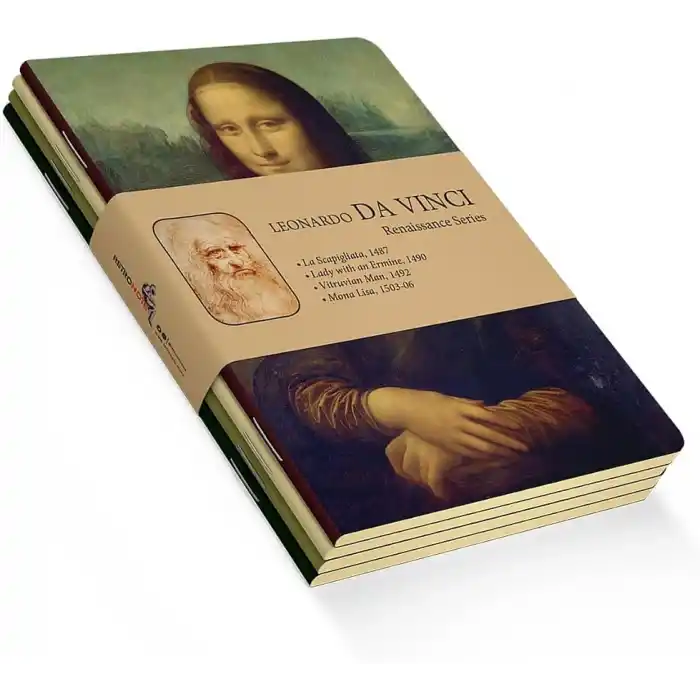 Retronote Da Vinci 4lü Defter Seti, Renaissance Series, Çizgisiz, 64 Sayfa, 14x21 cm
