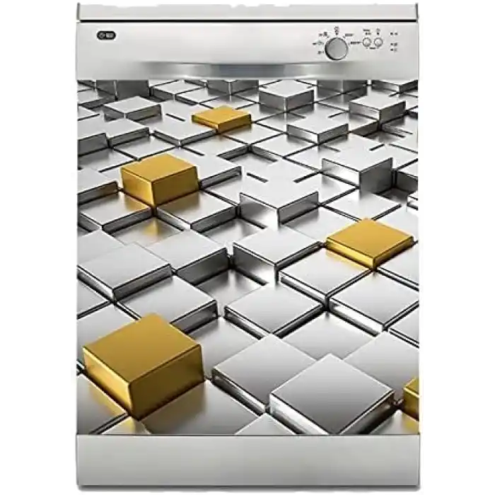 Bulaşık Makinesi Sticker Kaplama Beyaz Eşya Kaplama 3D Altın