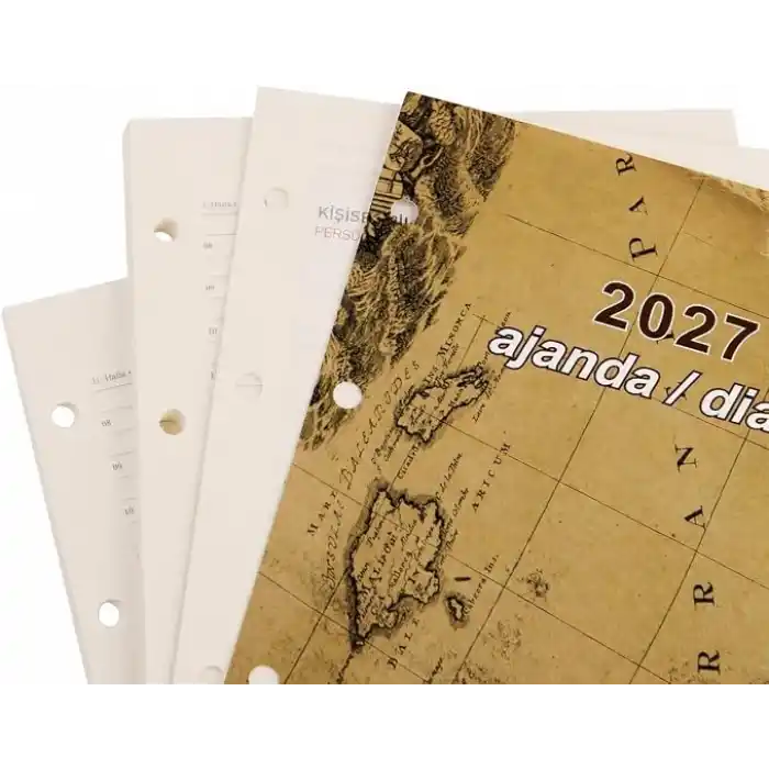 2K 2027 Organizer Ajanda Yedeği 4 Delikli A5 Tarihli Çizgili Blok ivory Kağıt 15x21 cm.
