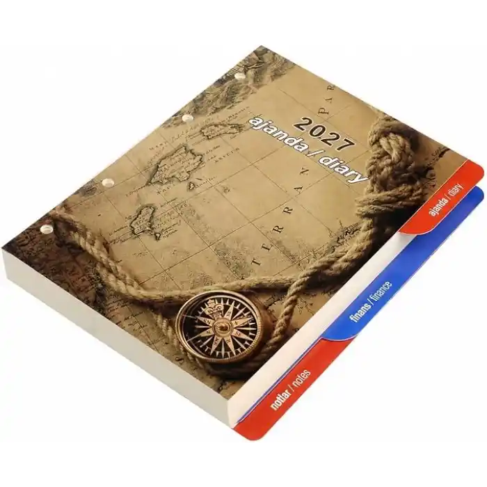 2K 2027 Organizer Ajanda Yedeği 4 Delikli A5 Tarihli Çizgili Blok ivory Kağıt 15x21 cm.