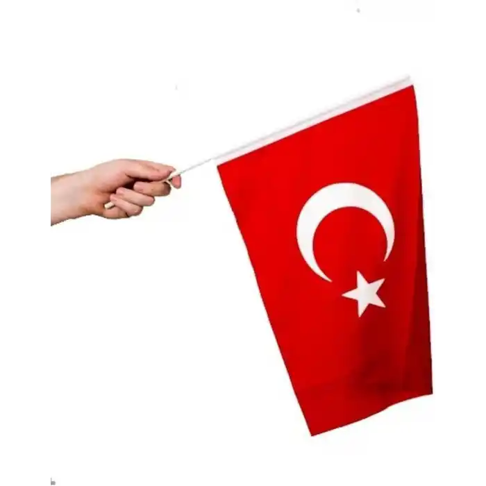 Lona Sanat Sopalı Türk Bayrağı 40X60 Cm Alpaka Kumaş - 10 Adet,10 sopalı 50x70-