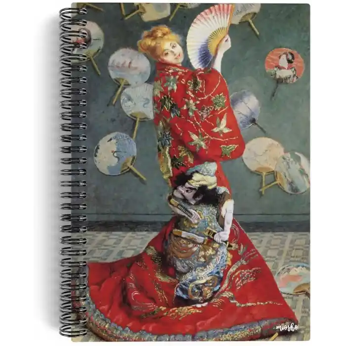 Claude Monet/Madame Monet in a Japanese Kimono,1876 | Spiralli Defter 09 | A5 | Çizgisiz | 100 Sayfa