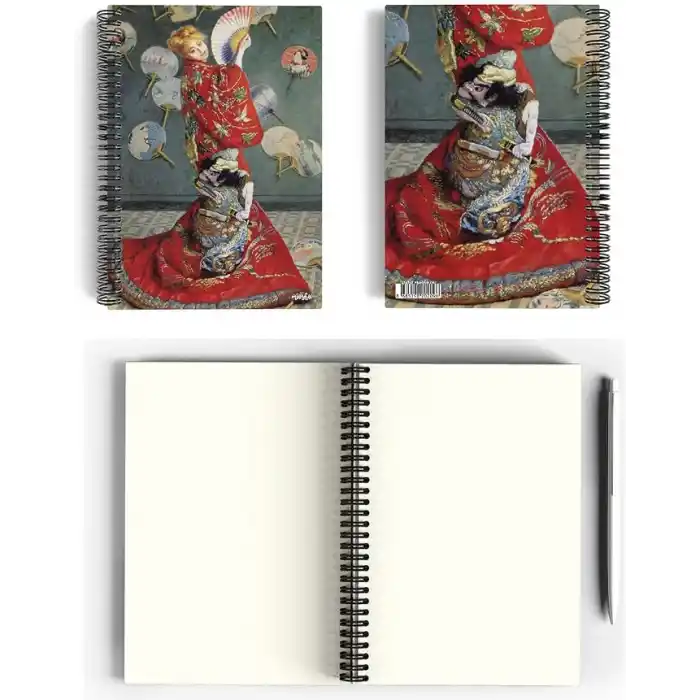 Claude Monet/Madame Monet in a Japanese Kimono,1876 | Spiralli Defter 09 | A5 | Çizgisiz | 100 Sayfa