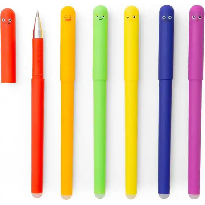 Kikkerland Fruitie Cuties Kokulu Silinebilir Jel Kalemler - Mermi Günlükleri ve Günlük Planlayıcılar için Sevimli Sabit Temel Malzemeler - 6lı Paket Meyve Kokusu