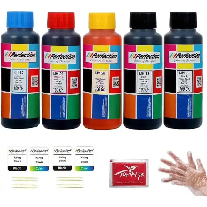 Perfection Epson Uyumlu 664 L550, L555, L565, L605 Tanklı Yazıcı Mürekkep Seti 5 x 100 gr.
