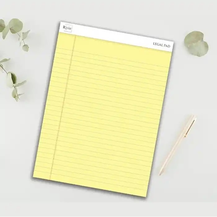 Letter Boyut (216 x 297mm), Sarı renkli Legal Pad, Notluk, Notepad, Defter, 50 Yaprak, Geniş Satır aralığı, okul, iş ve ofis için, Türk Malı