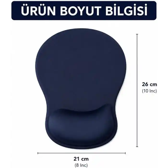 TopoWave Bilek Destekli Mouse Pad Ergonomik Kaymaz Taban Mouse Padi Bilek Koruyucu Dijital Lacivert
