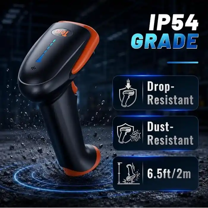Tera HW0002 Kablosuz Barkod Okuyucu, 1D/2D/QR Kod Tarayıcı, Bluetooth/2.4G/USB 3’ü 1 Arada, Titreşim Uyarılı & Şarj Göstergeli, Stand Dahil
