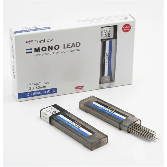 Tombow Mono Lead Ultrapolymer Mekanik Uç 0.7 mm 2B, Kırılmaya Dayanıklı, 12 Tüp / 1 Kutu