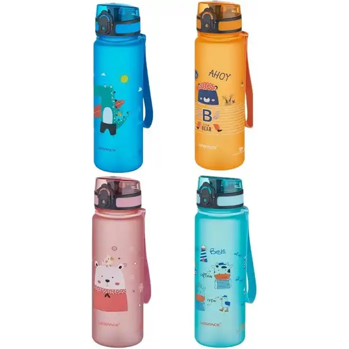 UZSPACE Figürlü 500 ml Tritan Çocuk Su Matarası Manani, Mavi