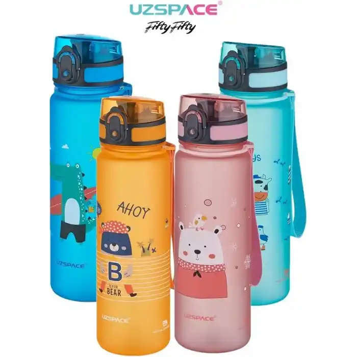 UZSPACE Figürlü 500 ml Tritan Çocuk Su Matarası Manani, Mavi
